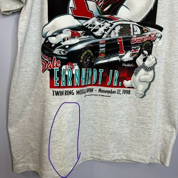 Vtg 90s Dale Earnhardt Jr Coca Cola Racing Shirt Polar Bear L New - Picture 12 of 12
